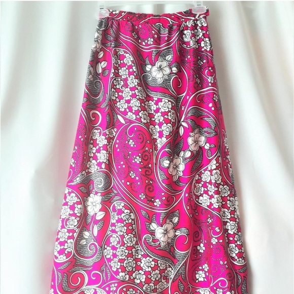 Vintage 1970s Alex Colman Bright Pink Maxi Skirt Size Small - Picture 8 of 11